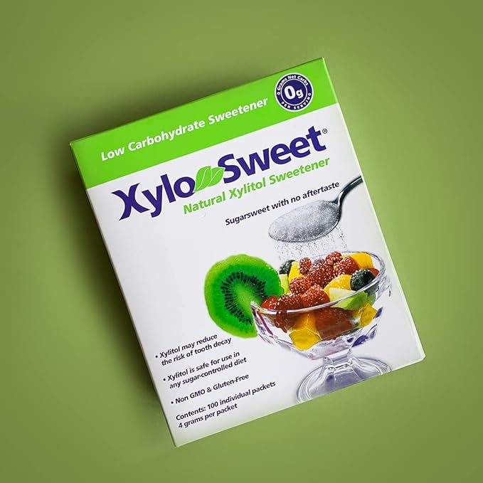 Xlear XyloSweet Plant Sourced Xylitol Sweetener - Pure Natural Sugar Substitute Granules Non-GMO Gluten-Free 100 Packets (Pack of 3)