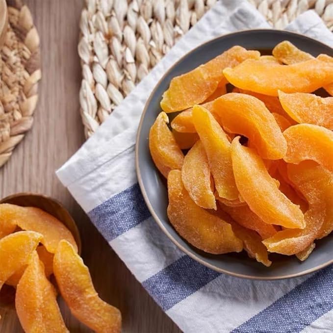 SIJIYUNLI-Dried Yellow Peach 500g/17.6oz Dried Slices Gluten Free and Vegan Free Preserved Peach Fruit Suitable for Snacks and Baking Sweet and Sour Preserved Ideal for Breakfast and Desserts