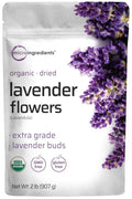 Organic Dried Lavender Flowers 2lbs (32oz) | Culinary Lavender from France for Tea Home Fragrance &amp Sachets | Food Grade Edible Buds | Non-GMO Bulk Supply