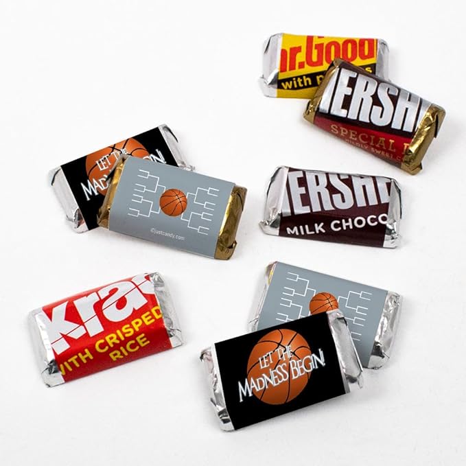 100ct Basketball Party Favors Wrappers for Miniatures Let the Madness Begin (100 Count) - Silver - Candy Not Included