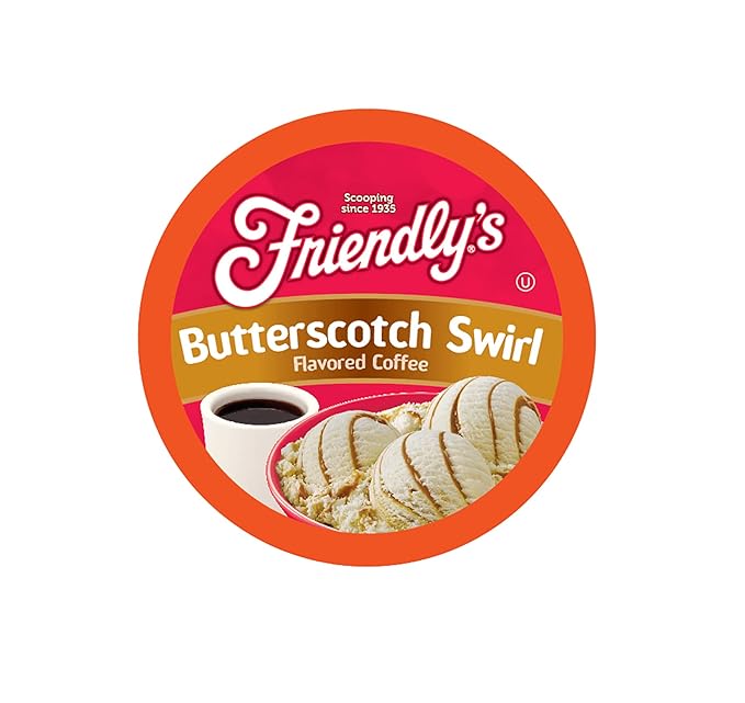 Friendly's Flavored Ice Cream Coffee Pods Compatible with Keurig K Cup Brewers (Butterscotch Swirl 12 Count) (Pack of 2)