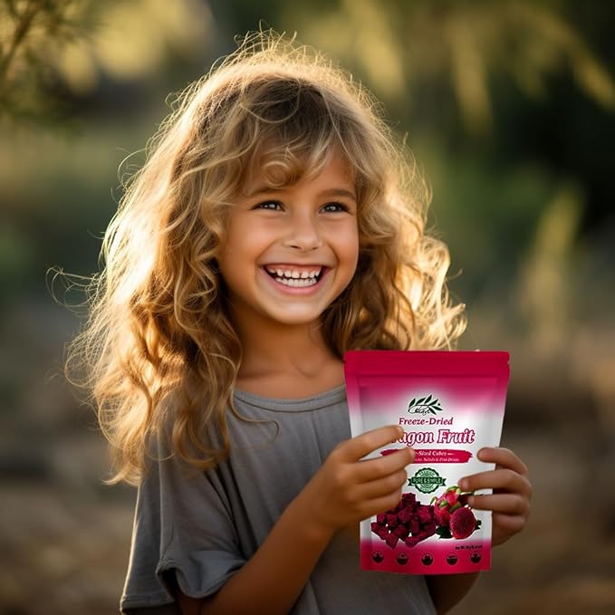 CHAVI Freeze-Dried Diced Dragon Fruit Snack | 12 oz | Pack of 6 x 2 oz - Healthy 1 Ingredient Superfood - No Added Sugars or Preservatives - Non-GMO Vegan Gluten-Free