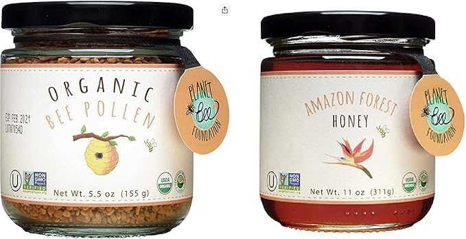 Greenbow Organic Bee Pollen - 100% USDA Certified Organic Pure Natural Bee Pollen - Superfood Packed with Proteins Vitamins &amp Minerals - 155g Organic Amazon Forest Honey 11oz