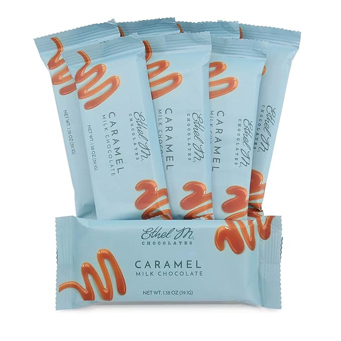 Ethel M Chocolates Premium Milk Chocolate Caramel Filled Bars Individually Wrapped Chocolate Candy Bars for Gifting Holidays &amp Everyday Indulgence (8 Pieces)