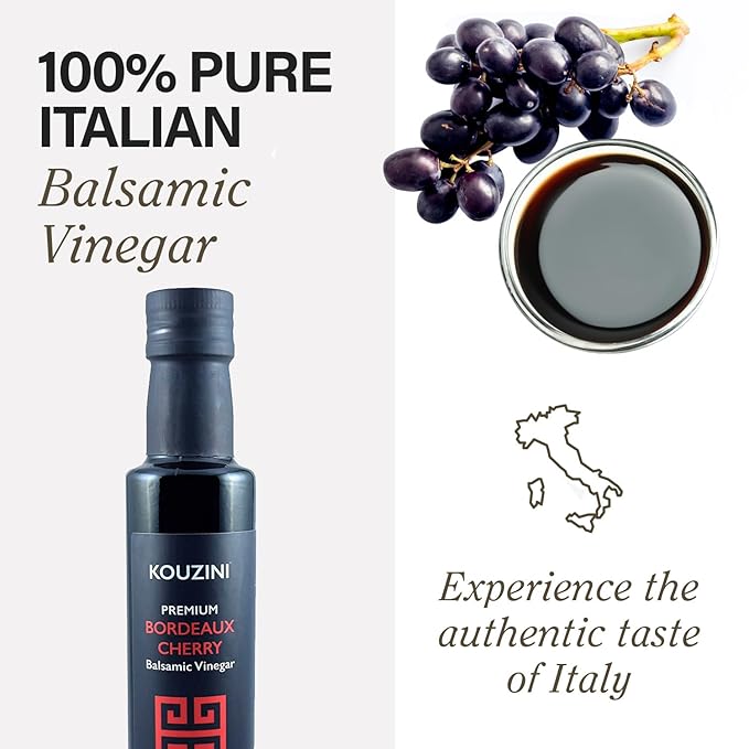 Kouzini Ultra Premium Bordeaux Cherry Balsamic Vinegar Aged Balsamic Vinegars from Modena Italy Premium Smooth &amp Full-Bodied Flavor 250ml Bottle