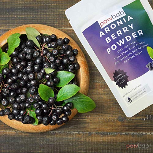 powbab Aronia Berry Powder from 100% USA Grown Organic Aronia Chokeberry. No Added Sugar. Not Freeze Dried. Made in the USA Black Chokeberry for Immune System Circulation (3.5 oz (Pack of 5))