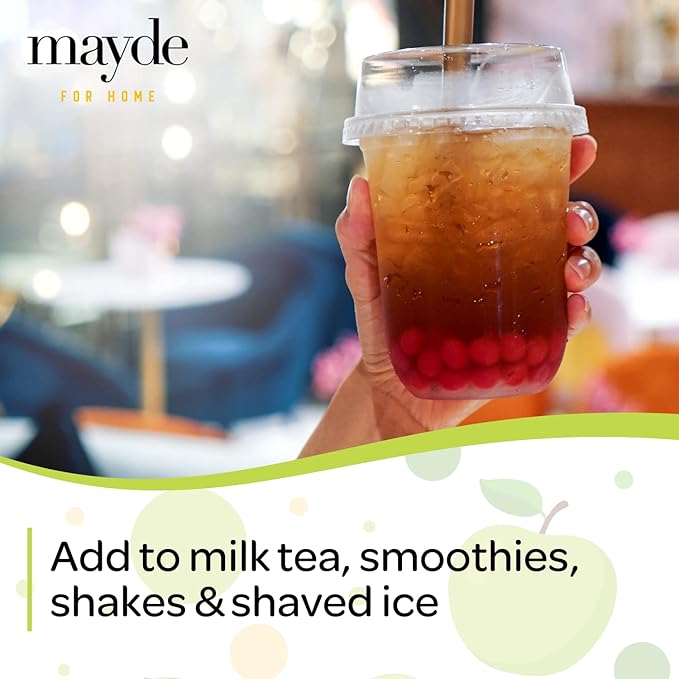 Mayde Popping Boba Pearls for Drinks Desserts &amp Breakfast Bowls (Green Apple Flavor 7 Pounds)