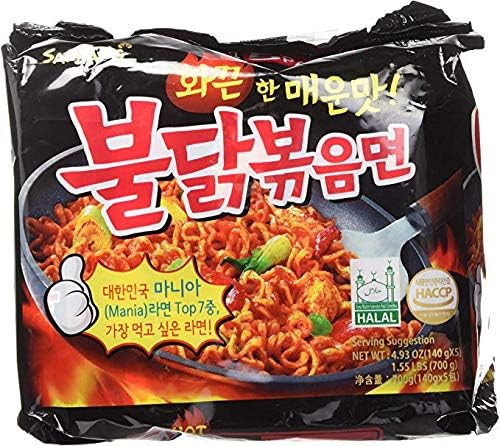 Samyang New Ramen/Spicy Chicken Roasted Noodles 4.93 oz (Pack of 5) (4 Case (Pack of 5))