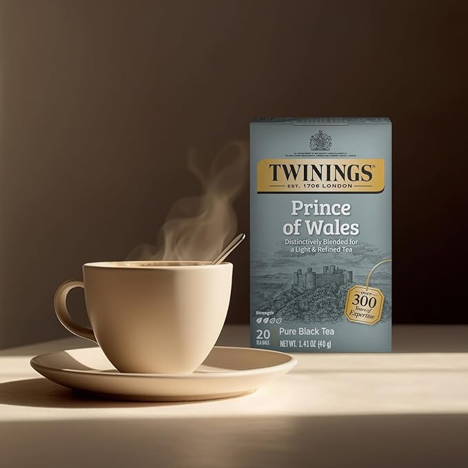 Twinings Prince of Wales Tea – A Light &amp Velvety Smooth Caffeinated Black Tea Individually Wrapped Tea Bags 20 Count (Pack of 4)