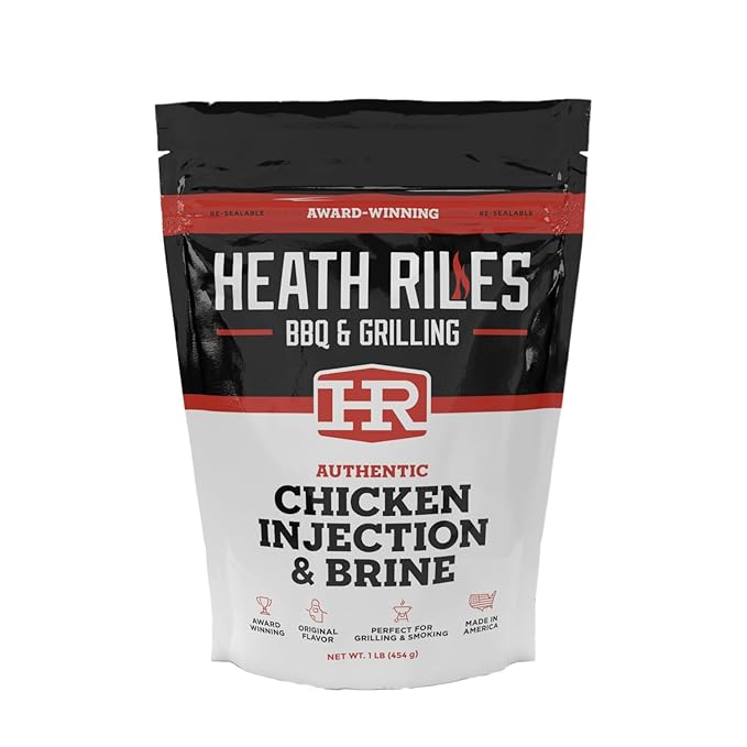 Heath Riles BBQ Bundle - Chicken Injection &amp Brine Garlic Jalapeño BBQ Seasoning Rub Cajun Creole Garlic Butter Rub Seasoning and Brown Sugar Honey Habanero BBQ Glaze