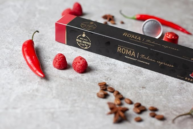 ‘Roma’ Strong Espresso for Nespresso | 100 Bold Aluminum Capsules | Extra Dark and Intense Italian Flavor | 100% Nespresso Compatible Pods