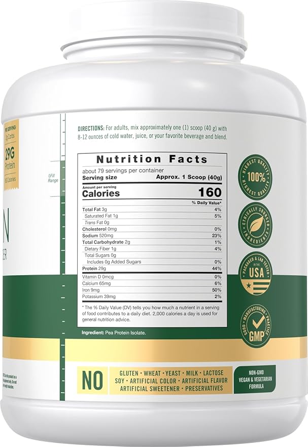 Carlyle Pea Protein Powder 7lb | Unflavored | 29G Protein | for Men and Women | Vegetarian Non-GMO Gluten and Soy-Free