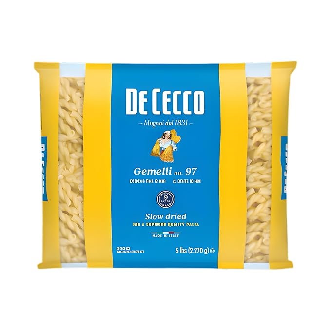 De Cecco Semolina Pasta Gemelli No.97 5 Pound (Pack of 4)
