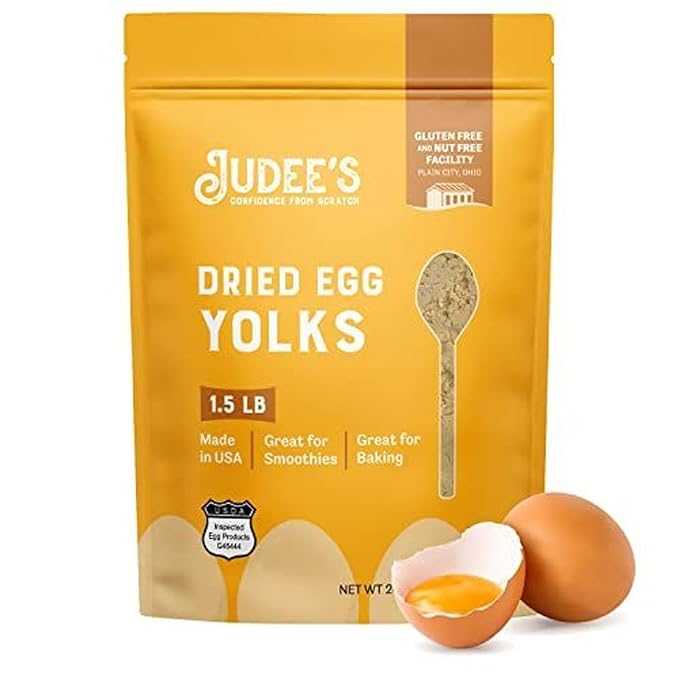 Judee's Gluten Free Dried Egg Yolk Powder - Protein-Rich Baking Mix &amp Egg Yolks for Baking - Gluten-Free Smoothie Booster &amp Protein Powder - 1.5 lb - Pack of 1