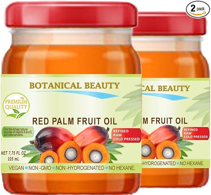 RED Palm Fruit Oil 100% Pure UNREFINED Extra Virgin Undiluted Cold Pressed Super Food 7.75 Fl.oz 225 (2 Pack) ml by Botanical Beauty