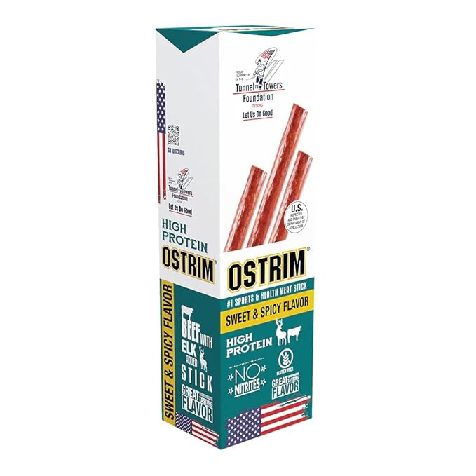 Ostrim (1.5oz) Beef &amp Elk High Protein Snack Stick (Sweet &amp Spicy Flavor) (1 Pack of 10)