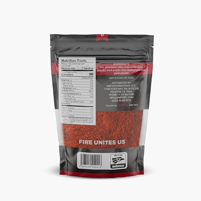 SMP Rub de Café Bag – Coffee-Infused BBQ Rub for Brisket Pork Shoulder Picaña &amp Ribs – 100% Natural &amp Preservative-Free – Intense Tenderizing Seasoning – 800g Bag for Low &amp Slow Cooking