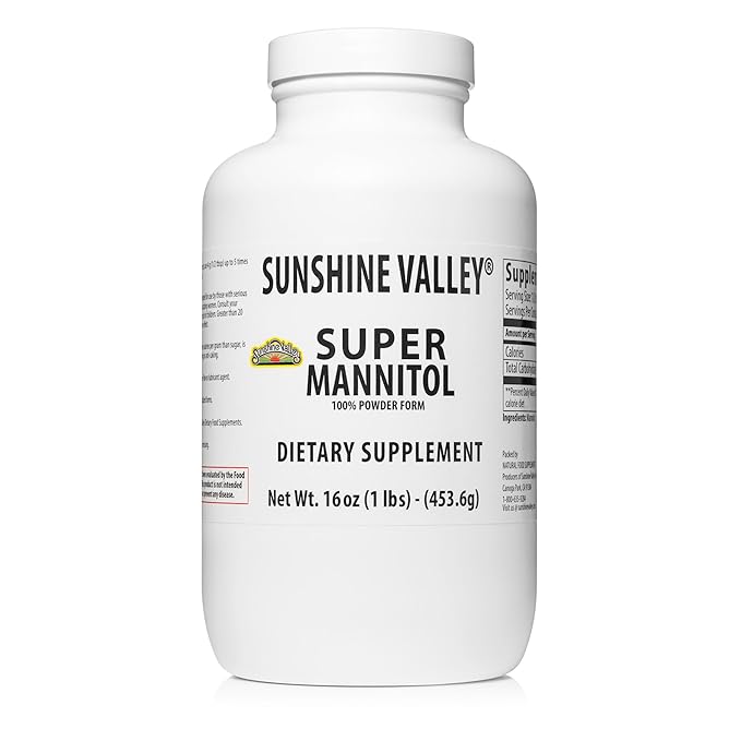 Sunshine Valley® Mannitol Powder 16 Fl Oz – Natural Sugar Substitute Low Glycemic Sweetener Pure Dietary Supplement for Baking Coffee &amp Daily Use