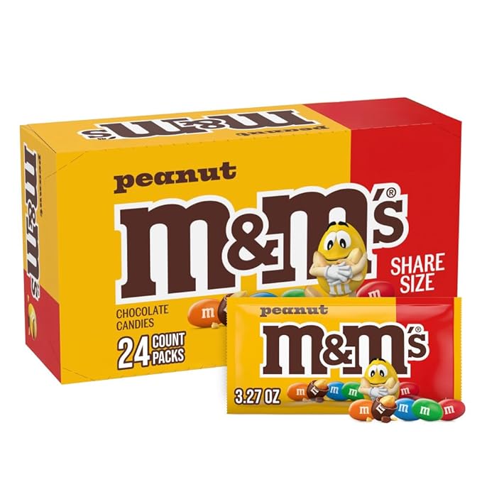 M&ampM’S Peanut Milk Chocolate Individually Wrapped Candy Share Size Bulk Chocolate Candy 78.48 Oz 24 Ct