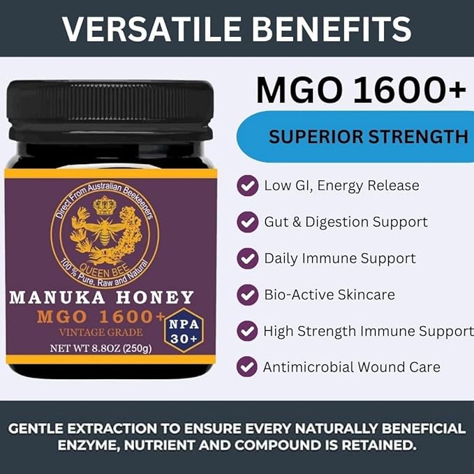 Manuka Honey MGO 1600+ NPA 30+ High Strength Medical Grade - Raw Manuka Honey (250g/8.8 ounce)