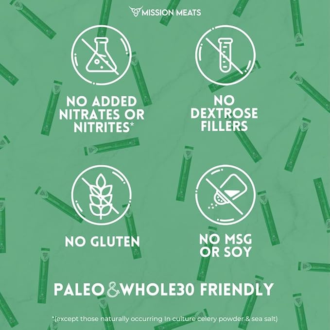 Mission Meats Beef Sticks – 100% Grass Fed Beef Zero Sugar Healthy Snacks Individually Wrapped Gluten Free Non-GMO Original 1oz (Pack of 24)