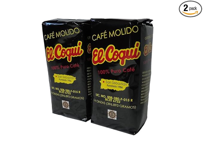 (2 Pack) Puerto Rican Coffee -14 Ounce Bags El Coqui Puro Cafe (28 Ounce Total)