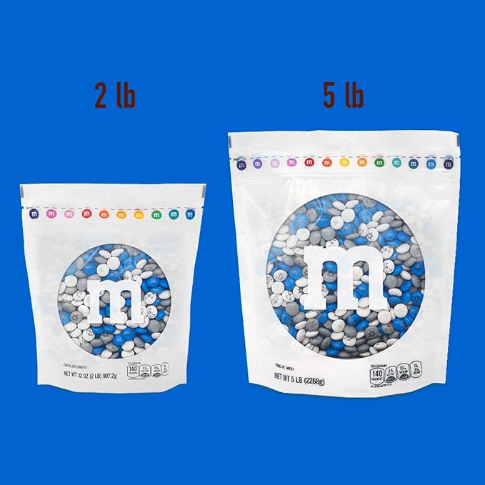M&ampM’S WORLD Pre-Designed Milk Chocolate Candy - 2lbs of Bulk Candy in Resealable Pack for the Party Sweet Stuff for DIY Commemorative Gift or Party Favors