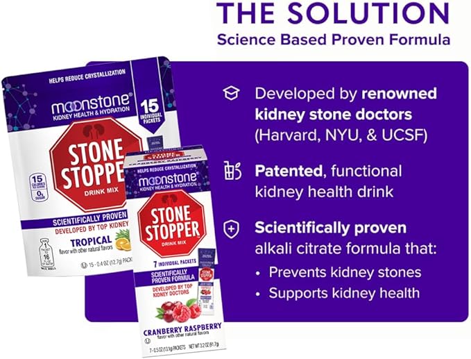 Stone Stopper Drink Mix Lemonade Kidney Stone Prevention Calcium Oxalate Protector Alkali Citrate Support Developed by Urologists to Improve Hydration and Support Kidney Health 30 Day Supply
