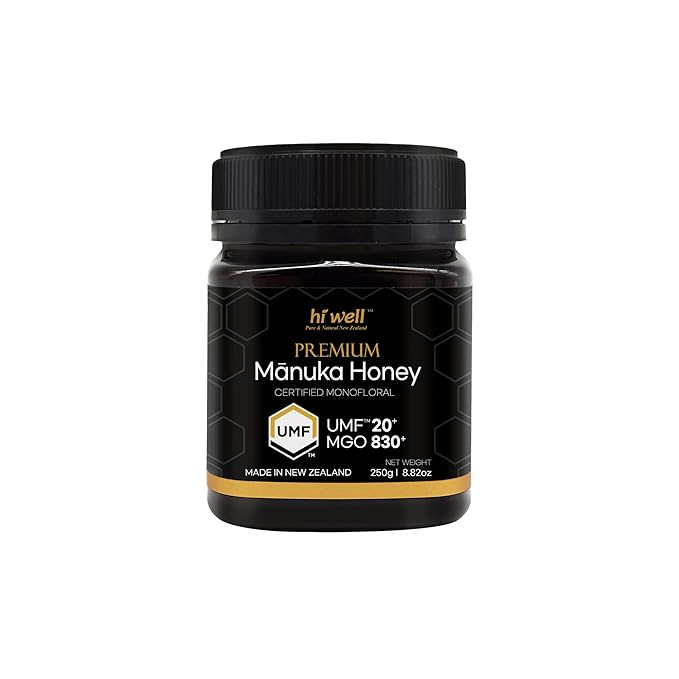 Hi Well Premium New Zealand 100% Manuka Honey | Monofloral Pure Raw Honey | UMF 20+ MGO 830+ Certified | 8.82Oz(250g)