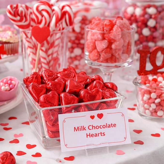 40 Count Valentine Milk Chocolate Hearts | Individually Wrapped Party Candy 1.25”
