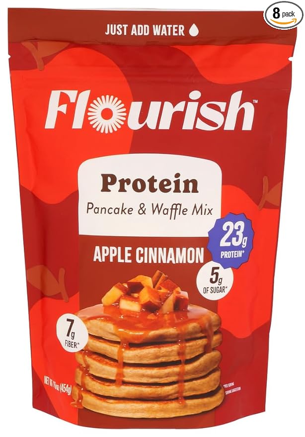 Flourish Pancake Mix Portion Apple Cinnamon 16 oz (Pack of 8)