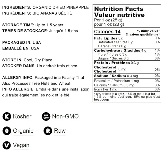 Organic Dried Pineapple Rings 5 Pounds – Non-GMO Flavorful Chewy Fruit Snack Vegan Unsulfured No Sugar Added Bulk Great Addition to Desserts Cakes and Pies No Sulphites Unsweetened