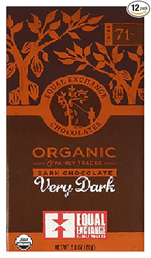 Equal Exchange Organic Very Dark Chocolate Bars 2.8 Ounce (Pack of 12)