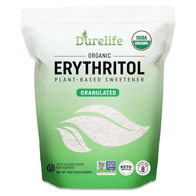 Durelife USDA organic erythritol sweetener non gmo verified Keto certified No After Taste Kosher Zero Calorie Plant-Based Sugar Alternative 10 LB