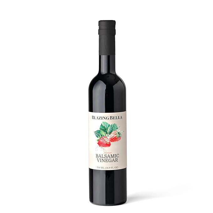 Blazing Bella Strawberry Balsamic Vinegar from Modena Italy Thick and Smooth Premium Finishing Vinegar for Salads Chicken Cheese and Vegetables 500ml