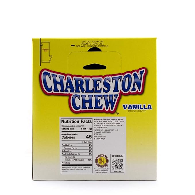 Tootsie Roll Charleston Chew Snack Bars in Easy Open Box Multicolor Classic Vanilla .38 Oz (96 Count)