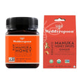 Bundle - Wedderspoon Raw Premium Manuka Honey KFactor 16 (35.2 Oz) and Manuka Honey Drops Ginger &amp Echinacea (4 Oz)