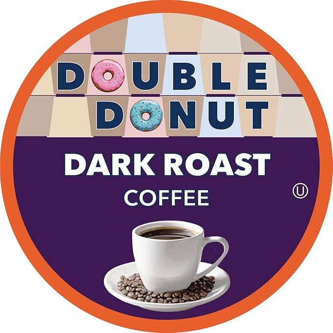 Double Donut Coffee Dark Roast Coffee Pods Extra Bold Blend Coffee Single Serve Coffee For Keurig K Cups Machines Dark Roast Coffee in Recyclable Pods 80 Count