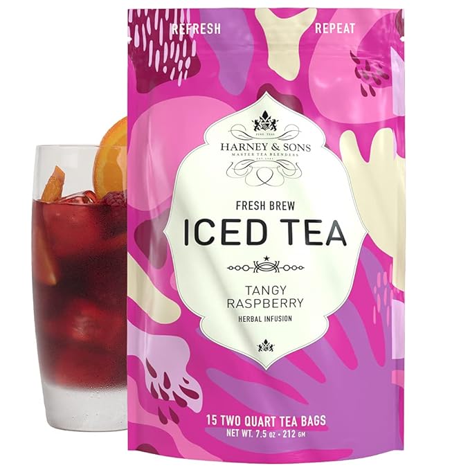 Harney &amp Sons Tangy Raspberry Iced Tea Fresh Brew Brews up to 30 Quarts 15 Count