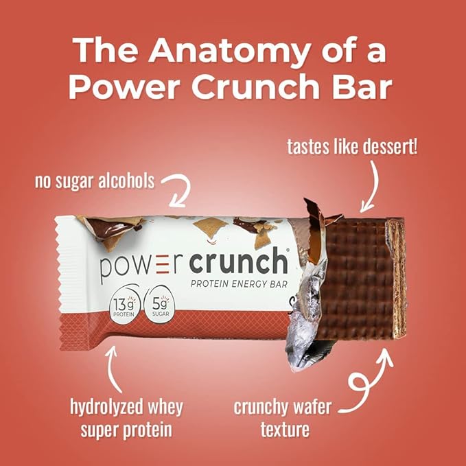 Power Crunch Protein Wafer Bars High Protein Snacks with Delicious Taste S'Mores 1.4 Ounce (12 Count)