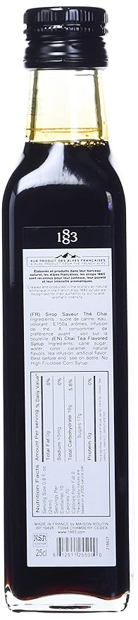 1883 Chai Tea Syrup for Drinks Made in France 1 Liter Glass Bottle