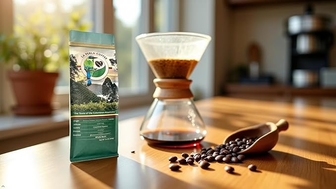 La Perla Colombian Single Origin Specialty Coffee Medium Roast Premium Whole Bean 16oz – Caramel &amp Chocolate Notes – Fresh Gourmet Arabica