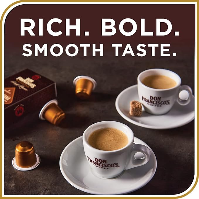 Don Francisco's Organico Espresso Pods: 80 Dark Roast Aluminum Capsules Intensity 7 Compatible with Nespresso Original Line Machines - Bold Cuban-Style coffee with Caramel Notes