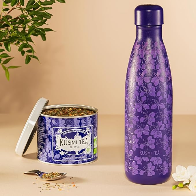 Kusmi Tea - Be Cool - Organic Herbal Tea Flavored with Mint Lemon Verbena &amp Licorice - Caffeine Free Herbal Tea - Loose Leaf Tea - Tin Box of 3.1 oz - Quantity for about 50 cups