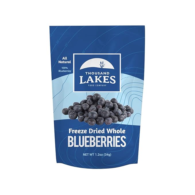 Thousand Lakes Freeze Dried Berries - 100% Whole Blueberries and Raspberries 2.4 oz total | No Additives