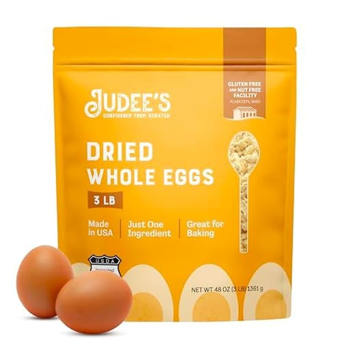 Judee's Gluten Free Dried Whole Egg Powder - High-Protein Egg Protein Powder - For Breakfast Baking and Camping Meals - Simplifies Outdoor Cooking Preparation - 3 lb Pouch