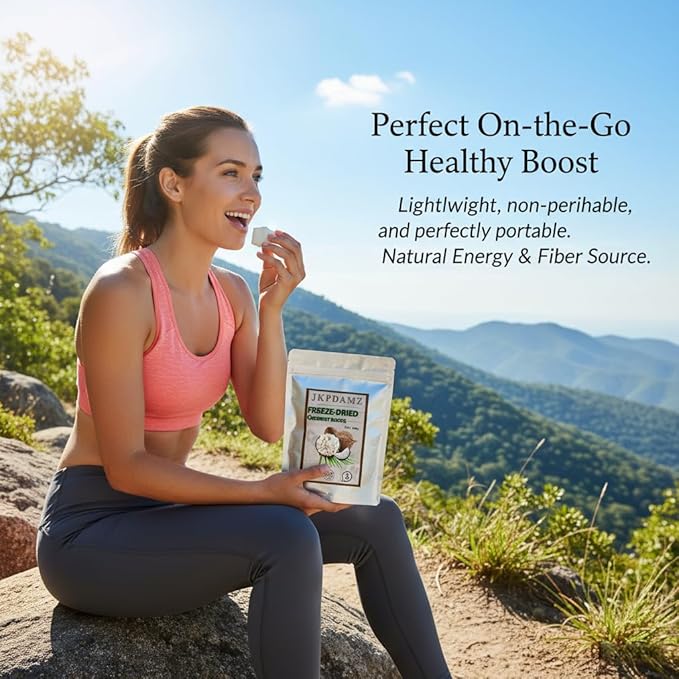 1.1 Ib Freeze-Dried Coconut Chunks Unsweetened Dehydrated Coconut Flakes 500g Plant-Based Snack for Breakfast Desserts Smoothies