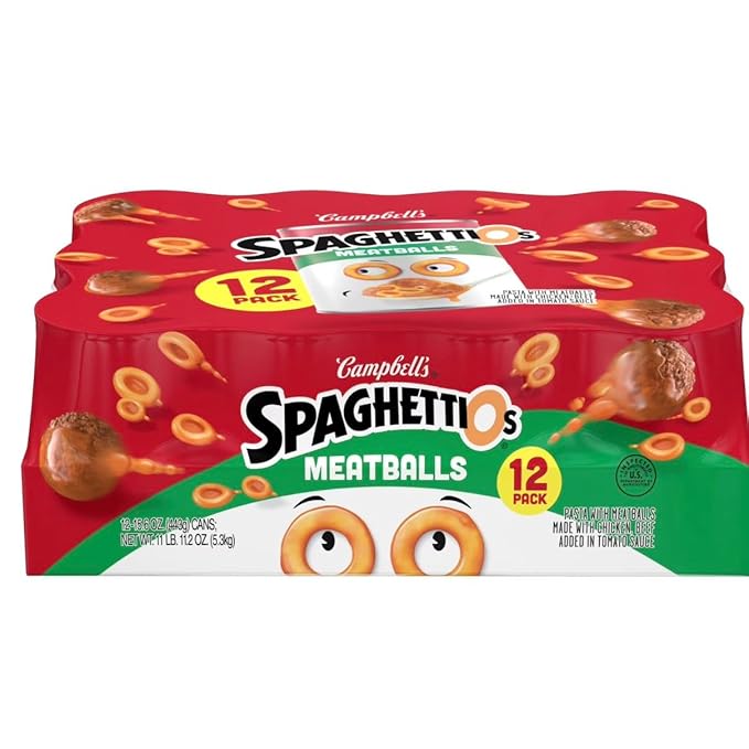 Campbell SpaghettiOs Canned Pasta with Meatballs 15.6 oz 12 Pack