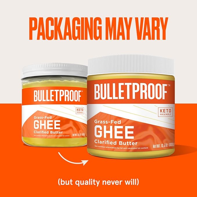 Grass Fed Ghee 13.5 Oz Bulletproof 100% Grass Fed Pasture Raised Clarified Butter Fat Keto Paleo Lactose Free Casein Free Non-GMO