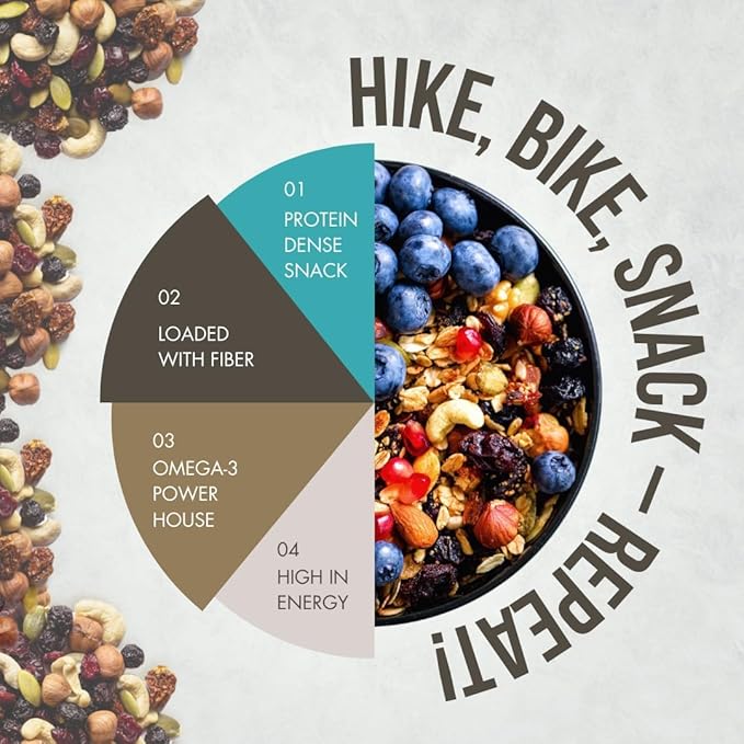 Roasted Premium Nuts Seeds &amp Berries Unsalted (Mix of 14 Super Nuts Seeds &amp Berries) | Oil-Free Roasting | No Salt | Slow baked Trail Mix - 400 gm